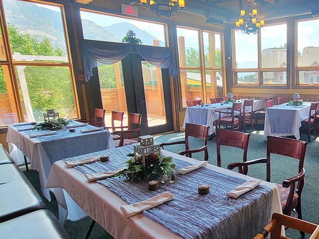 Vimy’s Upper Dining Lounge setup for a small, elegant wedding.